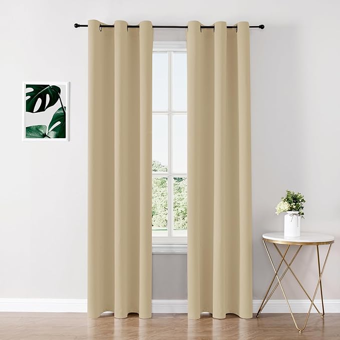 ChrisDowa Blackout Curtains 84 inches Long for Bedroom - 2 Panels Set Grommet Thermal Insulated Room Darkening Curtains for Living Room (Biscotti Beige, 42 x 84 Inch)-Ruum Studio Home