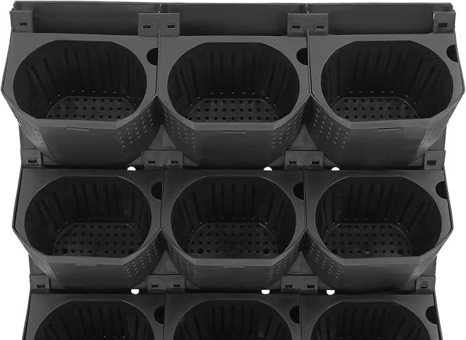 12Pieces 3-Pot Wall Planter Vertical Garden Plant Walls Wall Mounted Vertical Planter with Water-Storage Layer Stackable Wall-Mounted Flower Pot for Gardens, Balconies 180.78lbs Total Capacity (Black)-Ruum Studio Home