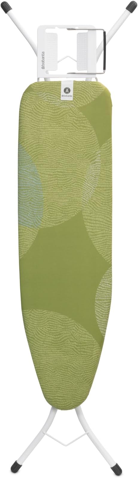 Brabantia Size A Compact Small Ironing Board (43x12 in) 7 Height Options, Adjustable Steam Iron Rest Holder (Calm Rustle) Non-Slip Feet, Anti-Collapse Child Locks-Ruum Studio Home