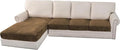 H.VERSAILTEX Velvet Stretch Sectional Couch Covers 4 Pieces Sofa Seat Cushion Covers L Shape Separate Couch Cover for Both Left/Right Sectional Couch (Large Sofa 3 Seater + 1 Chaise, Bronze Brown)-Ruum Studio Home