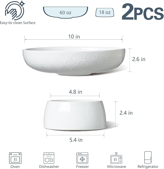ONEMORE Ceramic Fruit Bowl, 10" Large White Removable Pedestal Bowl for Kitchen Counter, Modern Footed Fruit Bowl with Draining Holes, Decorative Fruit Bowls for Vegetables, Snacks, Candies-Ruum Studio Home