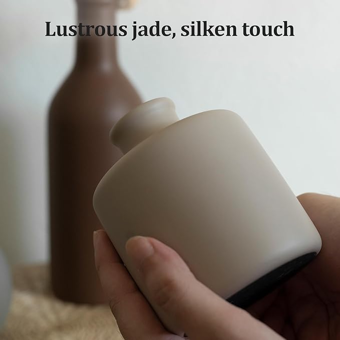 Fake Flowers in Vase for Centerpieces, Faux Flowers in Modern Ceramic Vase Set of 3 with 8 Artificial Autumn Chrysanthemums Home Decor-Ruum Studio Home