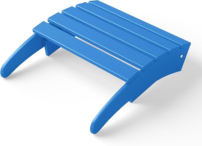 WestinTrends Outdoor Ottoman, Patio Adirondack Ottoman Foot Rest, All Weather Poly Lumber Folding Foot Stool for Adirondack Chair, Widely Used for Outside Porch Pool Lawn Backyard, Pacific Blue-Ruum Studio Home