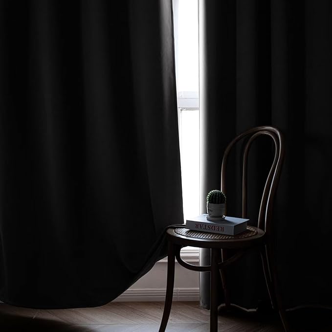 Blackout Curtains 90 Inch Length for Bedroom, Thermal Insulated Blackout Curtains 2 Panels Set, Solid Grommet Privacy Room Darkening Drapes for Living Room Windows(W52 x L90, Light Grey)-Ruum Studio Home