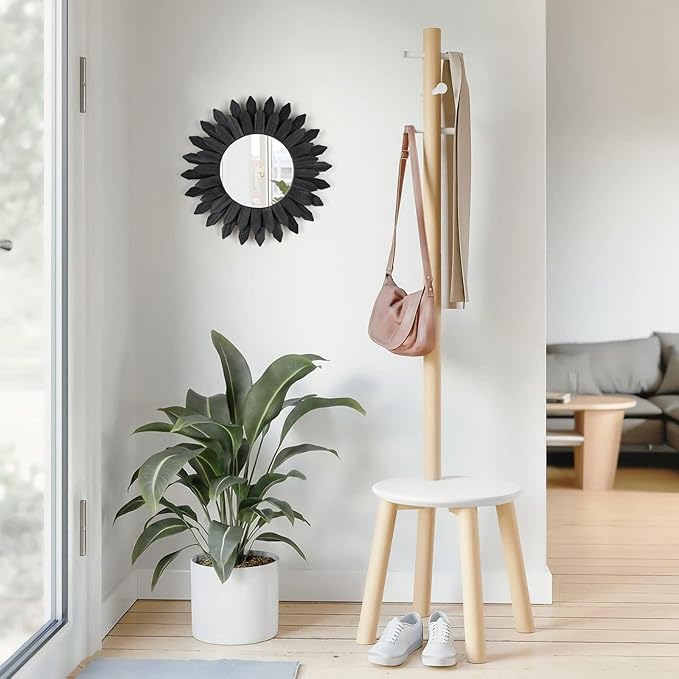 Honiway Black Wall Decor Wall Mirror 12 inch Boho Wall Decor Wood Decorative Mirror for Room Decor Home Decor for Bedroom Living Room Bathroom Kitchen Black-Ruum Studio Home