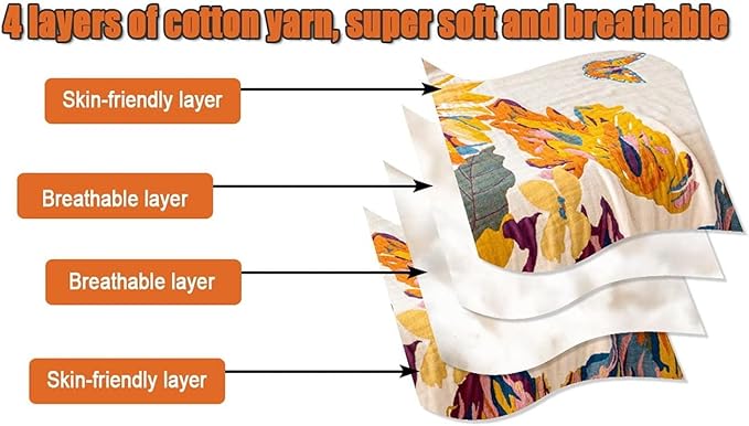 MSGKV Boho Throw Blanket for Couch and Sofa Cotton Cover for Living Room Floral Throw Cozy Blankets (D-Flower and Butterfly, 50" x 60"(Throw))-Ruum Studio Home