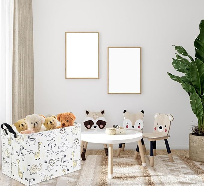 HIYAGON Baby Baskets kids Toy Basket for Boy and Girls Woodland Gift Basket Empty Cute Storage Bin Organizer Box Rectangular Animal Room Decor for Books(Animal)-Ruum Studio Home