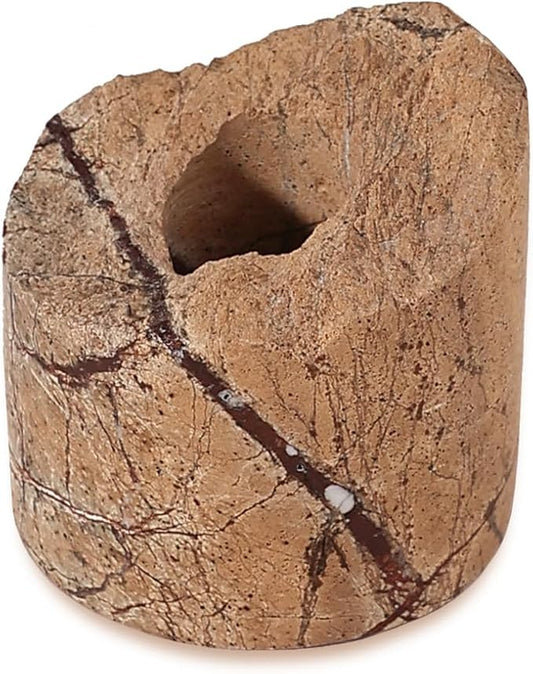 Travertine Candle Holder - Handmade Marble Candlestick Holder for Taper Candle - Vintage Small Stone Candle Sticks Holder Decor for Table Centerpieces, Wedding, Party, Fits 3/4 Inch Thick Candle-Ruum Studio Home