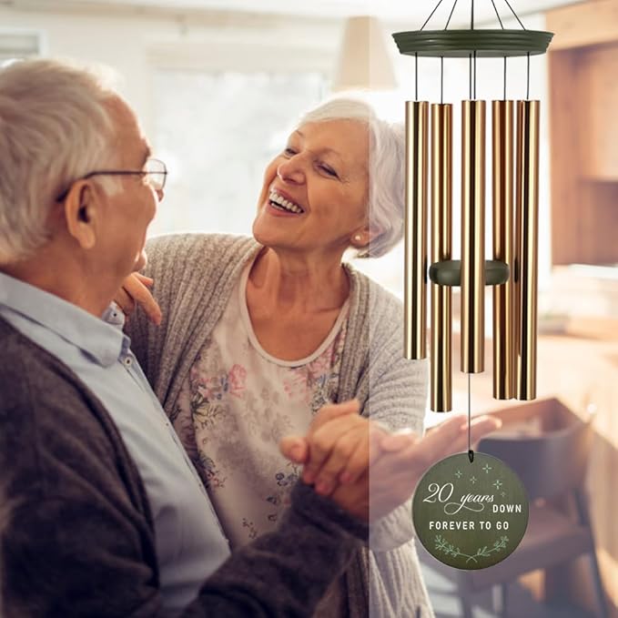 ASTARIN Personalized 20th 50th Anniversary Wind Chime, Happy Anniversary Wedding Valentine's Day Gift for Wife Husband Men Women Sister, Golden Keepsake Decorations for Parents Couples-Ruum Studio Home