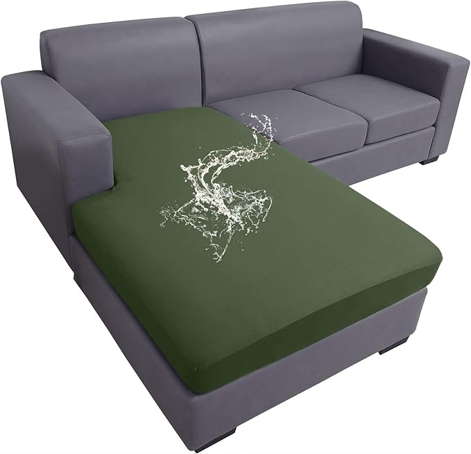 hyha Waterproof Couch Cushion Covers, Sectional Sofa Slipcovers Washable, L Shape Chaise Dog Couch Covers for Sectional Sofa, Universal Furniture Protector (1 Piece for Chaise, Bronze Green)-Ruum Studio Home