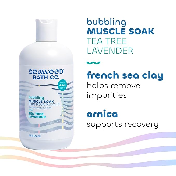 Seaweed Bath Co. Bubbling Muscle Soak, Tea Tree Lavender Scent, 12 Ounce, Sustainably Harvested Seaweed, French Sea Clay, Arnica-Ruum Studio Home