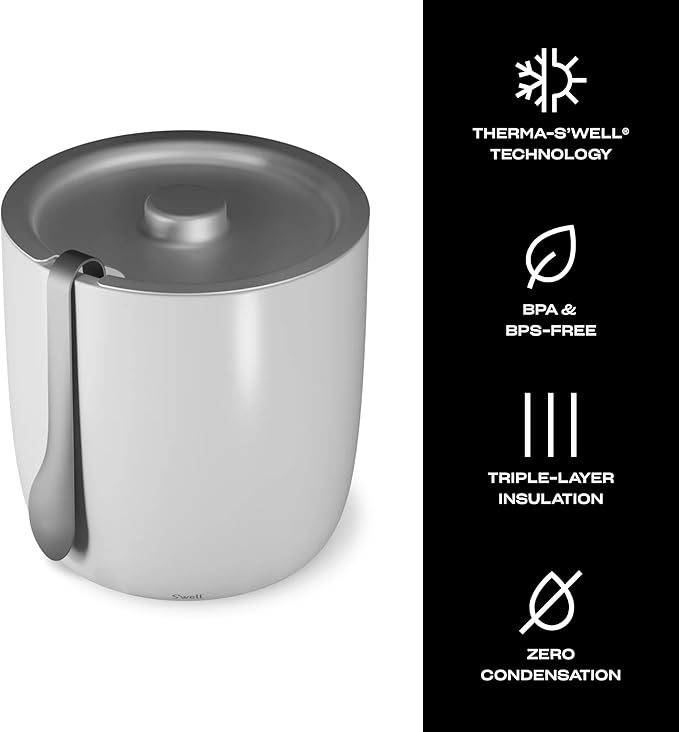 S'well Ice Bucket with Tongs, 68oz, Angel Food-Ruum Studio Home