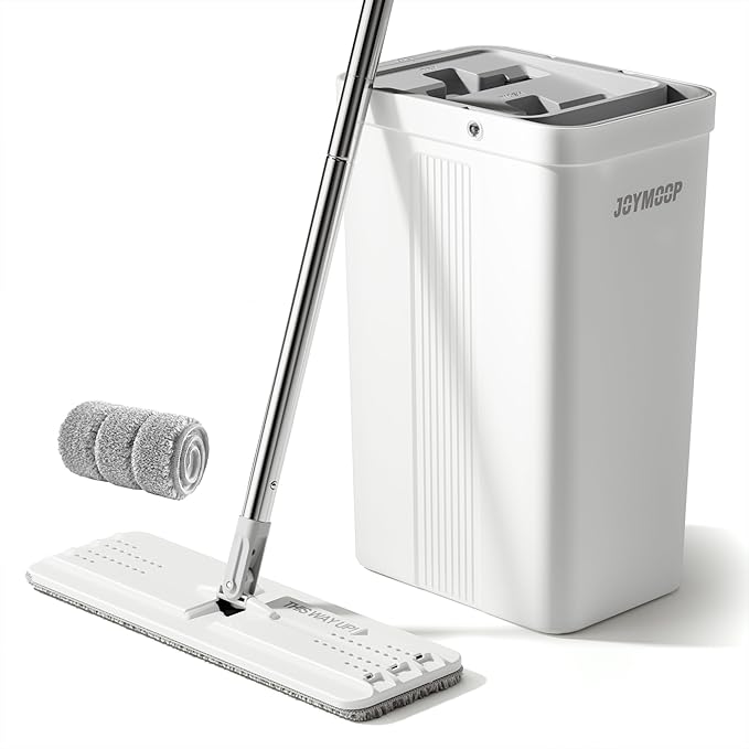 JOYMOOP Hands-Free Self-Cleaning Microfiber Mop and Bucket with Wringer Set for Home, Mops for Floor Cleaning and Wall Cleaner, Hardwood, Tile, Laminate, Vinyl Floors, Smooth Walls, and Glass Windows-Ruum Studio Home