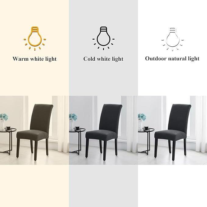 Joccun Chair Covers for Dining Room Set of 6,Dining Chair Slipcover Stretch Dining Room Chair Covers Seat Protector,Washable Parsons Chair Cover for Home,Banquet(Dark Gray,6 Pack)-Ruum Studio Home