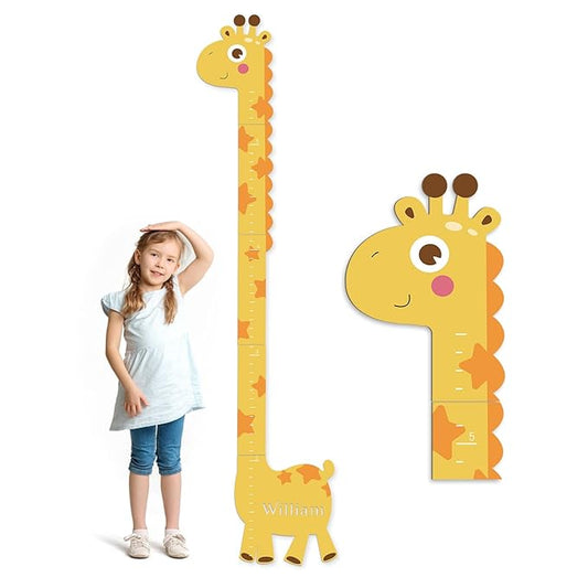 Personalized Name Growth Chart for Kids, Giraffe Height Chart for Boy Girls, Measuring Board for Kids Height, Patchwork Wooden Height Chart Measuring Board, Nursery Growth Chart Ruler-Ruum Studio Home
