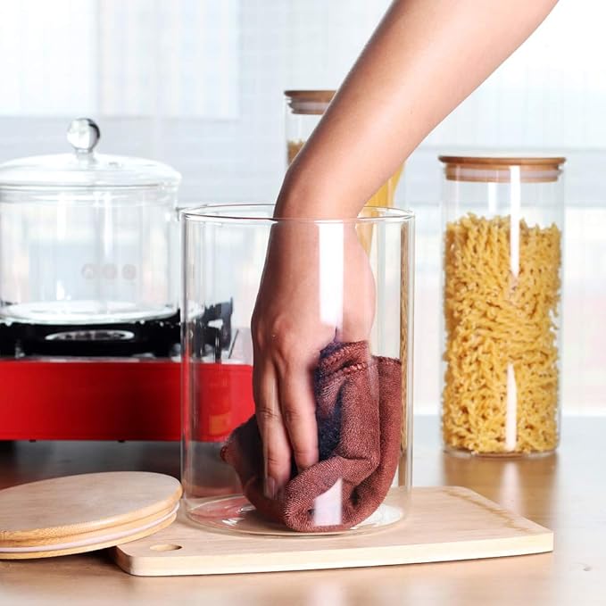 Large Glass Food Storage Container, 100 FL OZ (3000ml) Glass Food Canister with Airtight Bamboo Lids for Your Pantry, BPA-Free Cereal Dispenser Jars for Spaghetti Pasta, Powder, Tea, Coffee-Ruum Studio Home