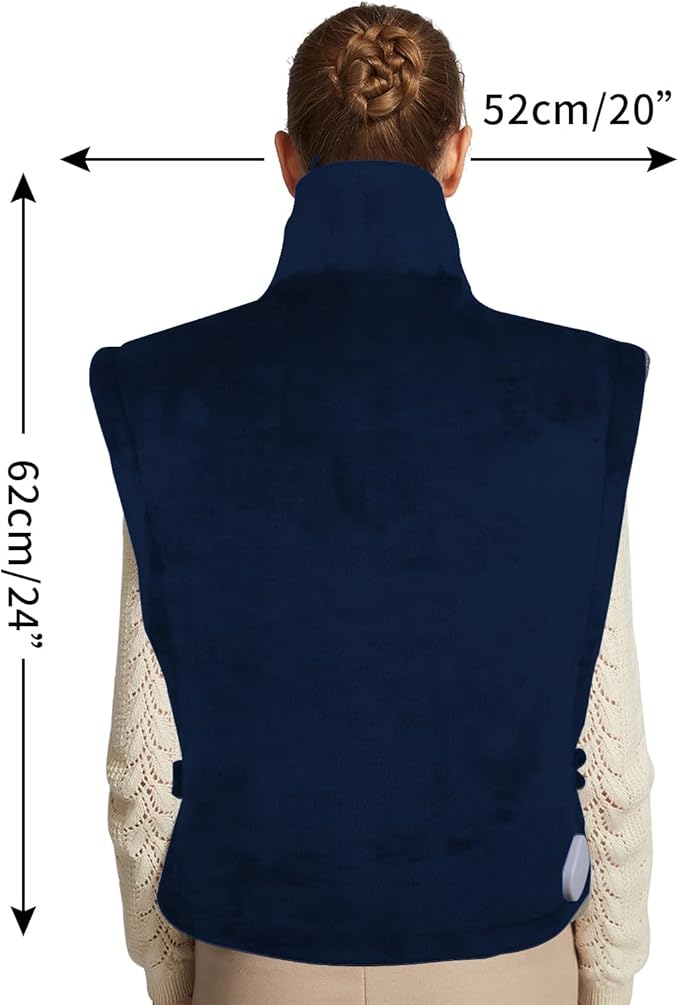 26" x 35" Flannel Neck&Shoulder&Back Heating Pad with 12 Temperature Settings&Countdown Timer, Pain Relief for Back/Neck/Shoulders/Menstrual Pain, Christmas Gifts for Women Men Mom Dad(Navy Blue)-Ruum Studio Home