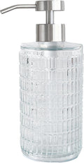 Lunestella Elegant Glass Hand Soap Dispenser with Stainless Steel Pump, for Bathroom and Kitchen, Rust Proof, 17oz (Silver)-Ruum Studio Home