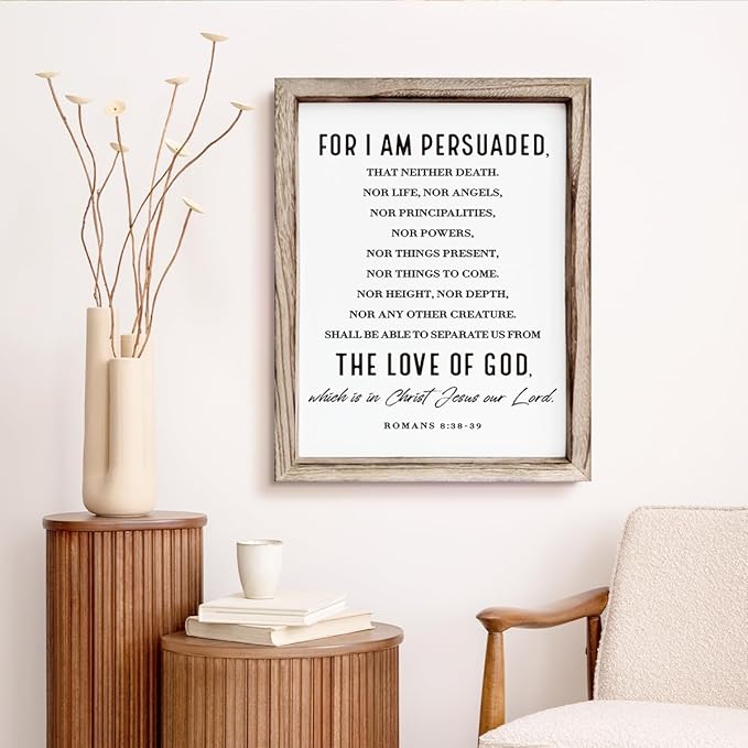Christian Wooden Wall Sign, Decorative Signs for Home Decor, Religious Artwork, Bible Verse Decoration, Framed Wall Plaque Sign 15 * 11.5 inches, For I am Persuade-Ruum Studio Home