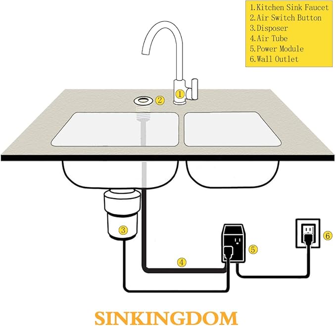 SinkTop Air Switch Kit with Brass Gold Long Button (Full Brass) for Garbage Disposal-Ruum Studio Home