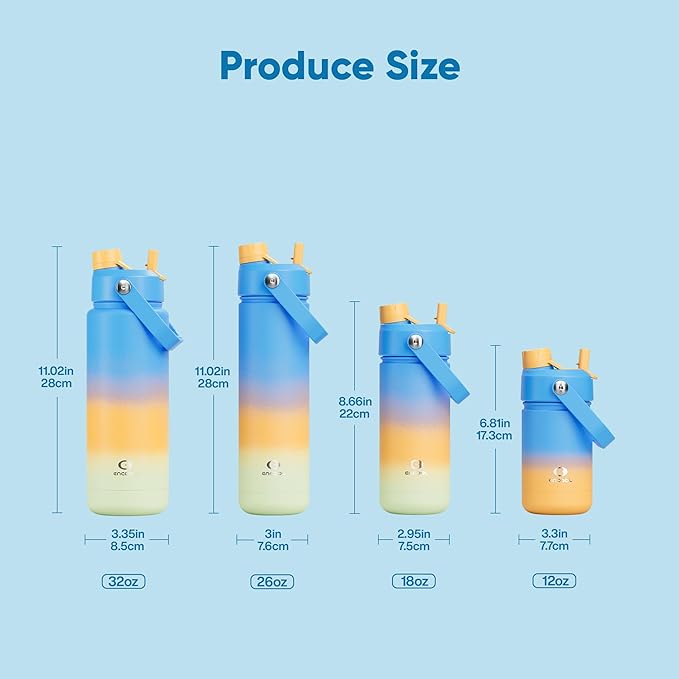 Insulated Water Bottle with Straw Stainless Steel Water Bottle, Leak-Proof, BPA-Free, Double Wall Vacuum Keeps Cold for 24 Hours for Sports, Travel, School (26 oz, Sunny Breeze)-Ruum Studio Home
