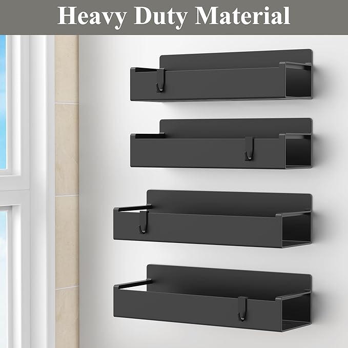 4 Pack Magnetic Spice Rack Organizer for Refrigerator and Oven, Black Fridge Organizers and Storage for Kitchen-Ruum Studio Home