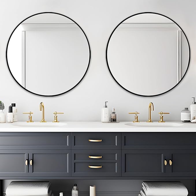 Fabuday Large Black Circle Mirror 36 Inch - Big Wall Round Mirror for Bathroom, Living Room, Bedroom, Hallyway, Matte Frame Metal Mirrors-Ruum Studio Home