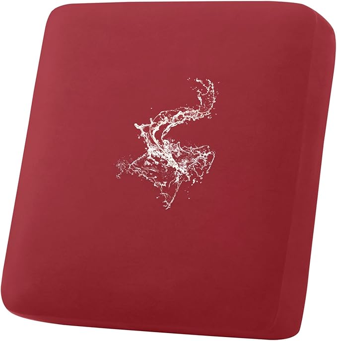 hyha Waterproof Couch Cushion Covers, Stretch Sofa Couch Seat Slipcover for Dog Washable, Non-Slip Waterproof Outdoor Cushion Covers for Patio Furniture Replacement (1 Piece for Small, Wine Red)-Ruum Studio Home