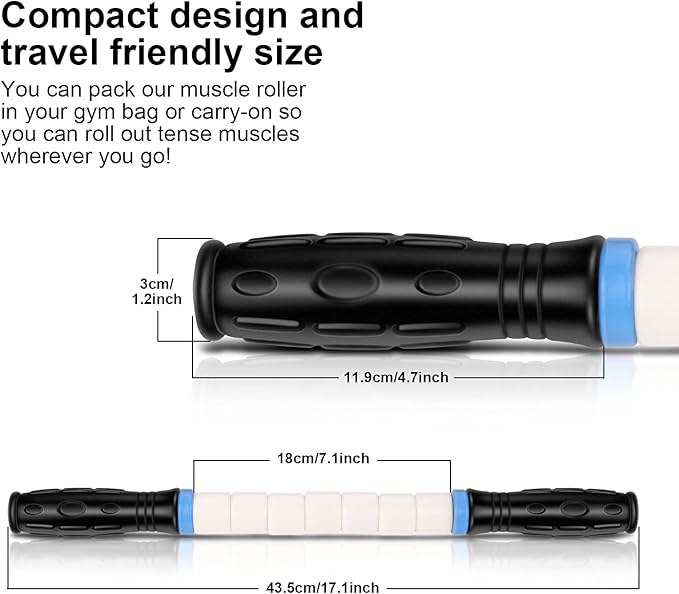 iGreely Premium Muscle Roller The Ultimate Massage Roller Stick 17 Inches Recommended by Physical Therapists Promotes Recovery Fast Relief for Cramps Soreness Tight Muscles-White-Ruum Studio Home