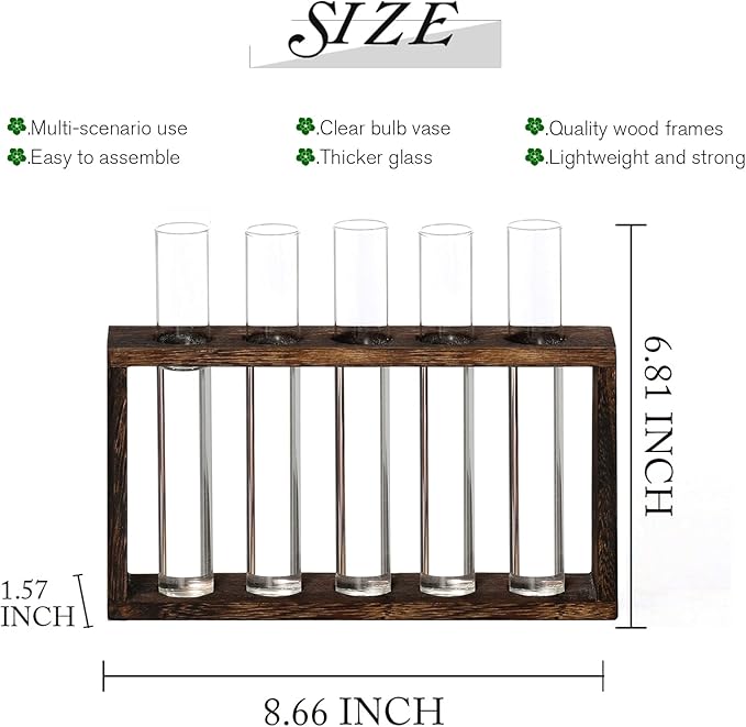 XXXFLOWER Wall Hanging Terrarium Planter with 5 Test Tubes,Wall Planters for Indoor Plants,Plant Lover Gifts for Women Garden Office Decoration-Ruum Studio Home