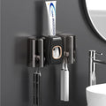 Toothbrush Holders for Bathrooms Toothbrush Holder Wall Mounted Toothpaste Dispenser for Kids Automatic Tooth Brushing Holder Bathroom Toothbrush Holder Set Shower Accessories Sets - Black-Ruum Studio Home