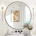 BEAUTYPEAK 30 Inch Round Mirror, Metal Frame Circle Mirror, Wall Mounted for Entryway, Bathroom, Vanity, Living Room, Black-Ruum Studio Home