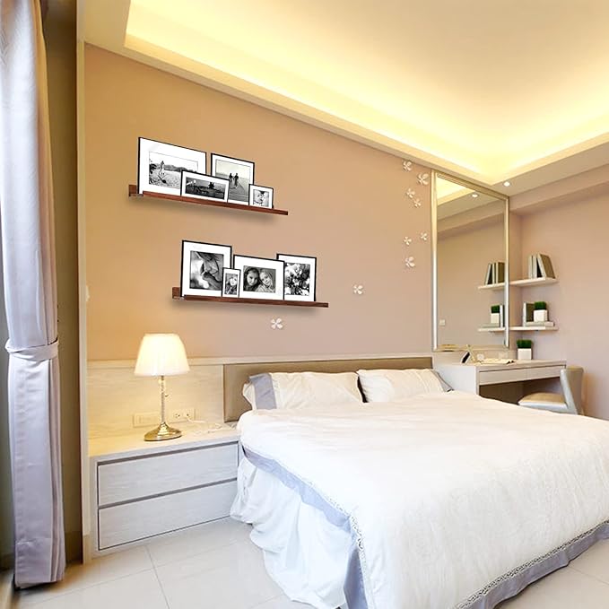 AZSKY 48 Inch Floating Wall Ledge Bookshelf Light Walnut Kids Book Toys Trophy and Family Picture Photo Frames Display Shelves Wall Mounted a Set of 2-Ruum Studio Home