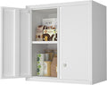 Wall Cabinet,Metal Storage Cabinet with 2 Doors,Locking Wall Cabinets for Office,Home,White-Ruum Studio Home