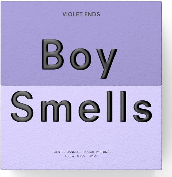 Boy Smells Violet Ends Candle - 8.5 oz - Aromatic Candle for Home with Rhubarb, Violet and Smoked Papyrus - Up to 50-Hour Burn - Cotton Wick-Ruum Studio Home