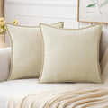 MIULEE Pack of 2 Christmas Pillow Covers 20x20 Inch Cream White Farmhouse Decorative Throw Pillow Covers with Stitched Edge Soft Chenille Solid Dyed Couch Pillow Covers for Sofa Bed Living Room-Ruum Studio Home