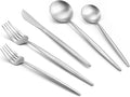 Matte Silverware Set, 20-Piece Stainless Steel Flatware, Tableware Cutlery Service for 4, Satin Finish Utensils, Knife Fork Spoon for Home and Restaurant, Dishwasher Safe-Ruum Studio Home