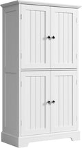 ChooChoo Bathroom Floor Cabinet, Modern Bathroom Storage Cabinet with 4 Doors and Adjustable Shelves, Freestanding Cupboard for Living Room, White-Ruum Studio Home