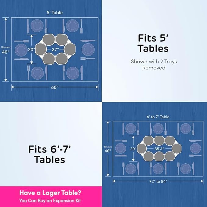 Full Set - Light Gray - The First Patented Lazy Susan Turntable Expandable for Rectangular & Oblong Tables - Kitchen & Dining Tables - Great Gift! Parties & Gatherings.-Ruum Studio Home