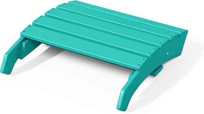 WestinTrends Dylan Outdoor Patio HDPE Adirondack Ottoman Footrest, Turquoise-Ruum Studio Home