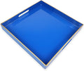 Spsyrine Blue Decorative Tray for Living Room, Square Modern Plastic Coffee Serving Table Tray for Ottoman Bathroom Kitchen,13"*13"-Ruum Studio Home