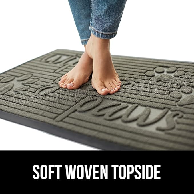 GORILLA GRIP 100% Waterproof All-Season WeatherMax Doormat, 47x35, US Designed Natural Rubber, Stain and Fade Resistant, Low Profile Indoor Outdoor Door Mats, Easy Clean Patio Mat, Stone Paws-Ruum Studio Home