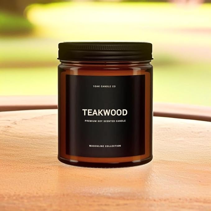 1OAK Scented Candles for Men - Teakwood & Masculine - Soy Wax, Long Burning Premium-Ruum Studio Home