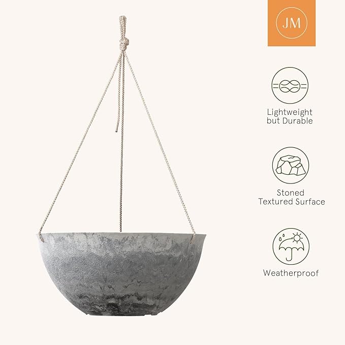 LA JOLIE MUSE Large Hanging Planters for Indoor Outdoor Plants, Hanging Flower Pots Marble Pattern (13.2 Inch,Set of 2)-Ruum Studio Home