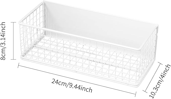Magnetic Stotage Basket, Magnetic Shelf for Fridge, Magnetic Spice Rack Wire Mesh Magnetic Organizer Holder Accessories for Office Kitchen Classroom Storage,White, 9.44" x 4" x 3.14"-Ruum Studio Home