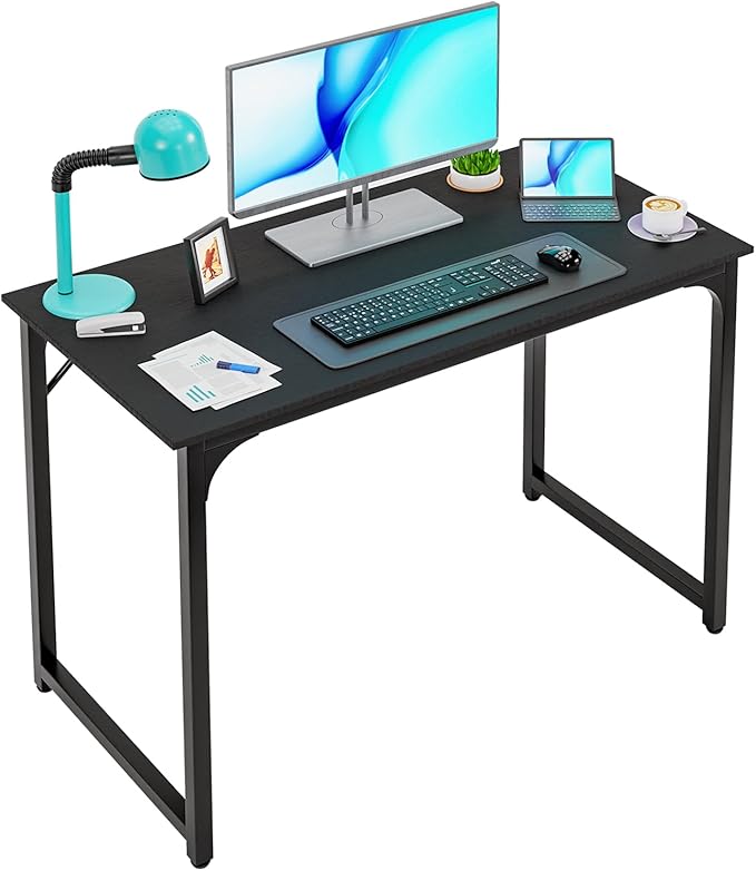PayLessHere | 39 Inch Computer Desk | Black | Office Desk with Metal Frame, Adjustable Feet | Water-Resistant, Scratchproof Surface | Sturdy Writing Table for Home Office or Study | Pack of 1-Ruum Studio Home