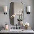ANDY STAR Oval Bathroom Mirror, 24x32’’ Matte Black Metal Frame Oblong Mirror for Bathroom, Modern Black Oval Bathroom Mirror for Over Sink, Hangs Horizontal or Vertical-Ruum Studio Home