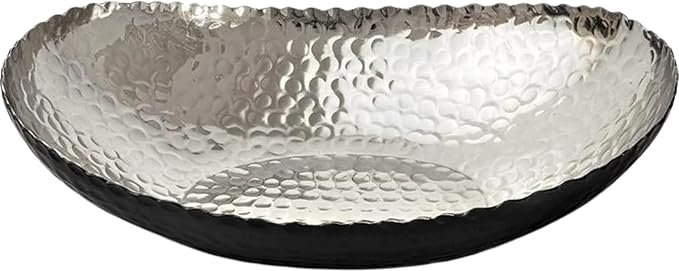 Monarch Abode Hand Hammered Decorative Bowl for Home Decor, 12.75-Inch Black and Nickel Plated – Key Bowl for Entryway Table, Catch All, Decorative Fruit Basin, Key Holder, Bowls for Home Decor-Ruum Studio Home