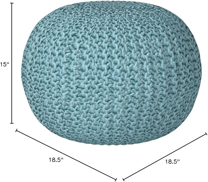 BIRDROCK HOME Round Pouf Ottoman | Cotton Braided Round Foot Stool | Bedroom and Living Room Poof | Sage Green Boho Ottoman | Pouf Foot Rest-Ruum Studio Home