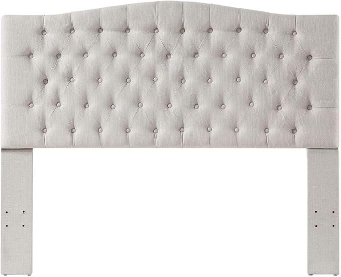 24KF Upholstered Tufted Button Linen Fabric Headboard,Comfortable Fashional Headboard Queen/Full Size,Ivory-Ruum Studio Home